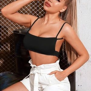 Shein Solid Backless Crop Cami Top